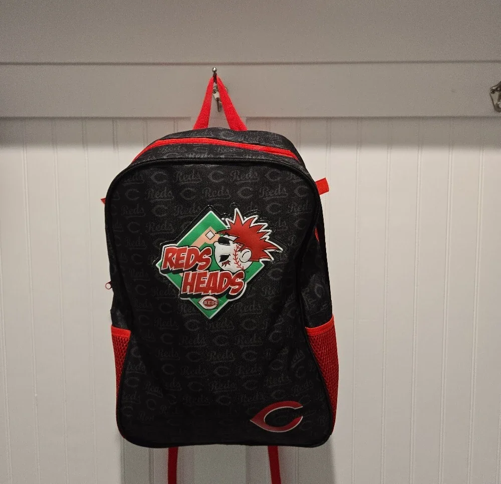 Cincinnati Reds Heads Baseball Backpack Black Red – Preloved